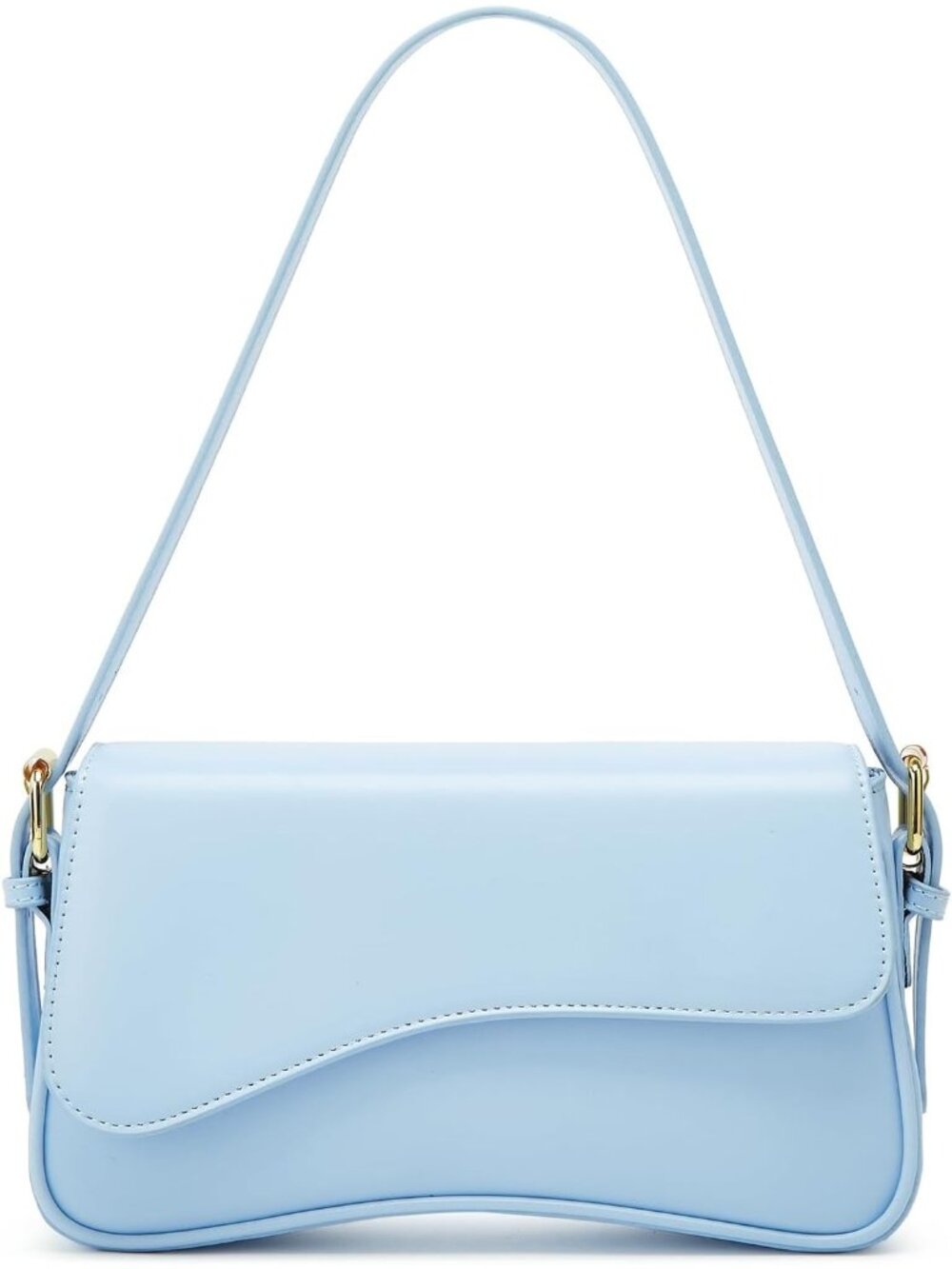 👜Women's Blue PU Leather Y2K Shoulder Bag Underarm Crossbody Travel Purse